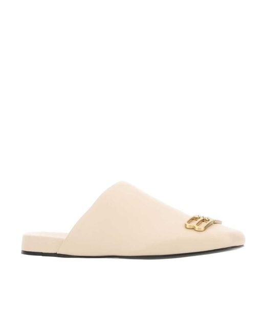 Balenciaga White Logo Plaque Slip-On Flats
