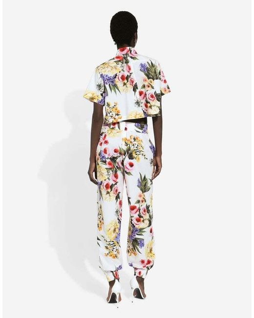 Dolce & Gabbana White Garden-Printed Balloon Pants