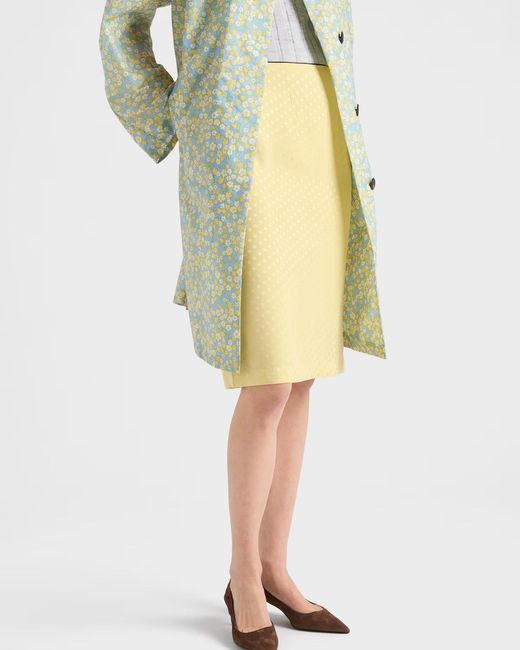Prada Yellow Polka-Dot Satin Skirt
