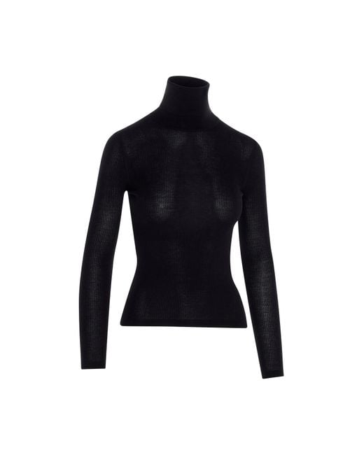 Saint Laurent Blue Turtleneck Knitted Jumper