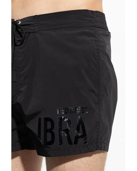 DSquared² Gray Micro-Standard Swimming Trunks for men