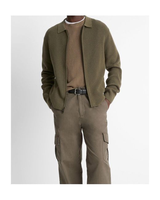 Vince Green Knit Zip Cardigan for men