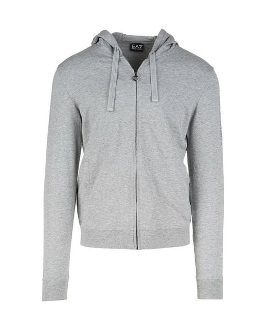 EA7 Gray Hooded Casual Jacket for men