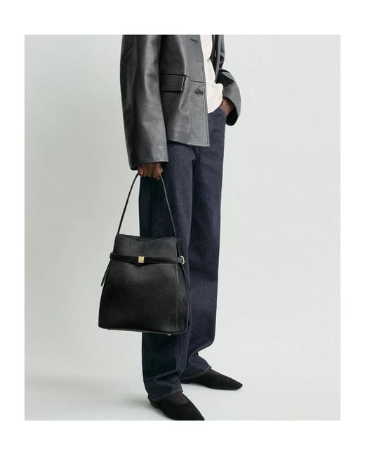 Totême Black Totême Buckled Bucket Bag
