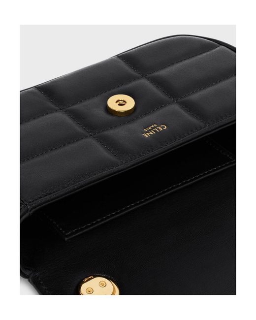 Céline Black Mini Shoulder Chain Matelasse Monochrome