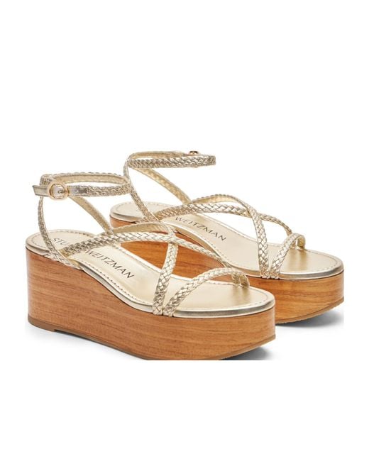 Stuart Weitzman Multicolor Wovette Wedge Sandals