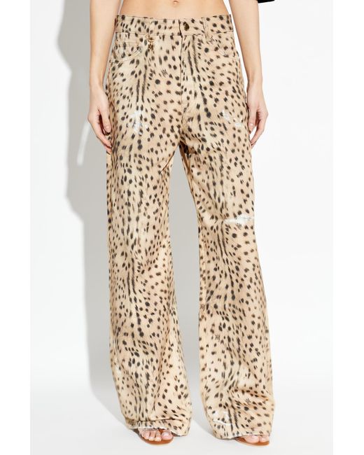 Amiri Natural Logo Patch Wide Leg Jeans