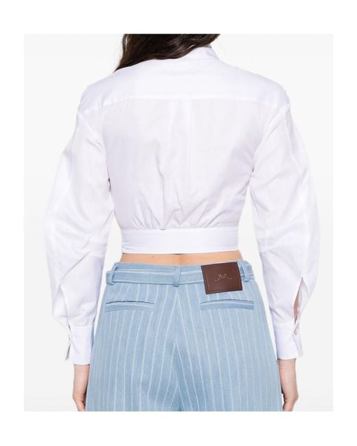 Elisabetta Franchi White Cotton Poplin Shirt With Waistband