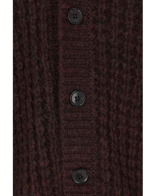 Roberto Collina Brown V-Neck Waffle Knit Cardigan for men
