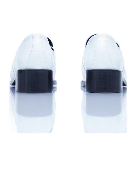 By Far White Embossed Round Head Loafers