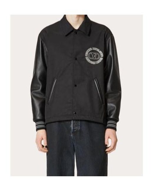 Valentino Black Buttoned Long-Sleeved Varsity Jacket for men