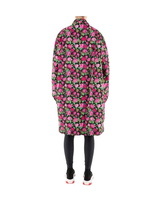 Balenciaga Red Floral Pattern Hooded Coat
