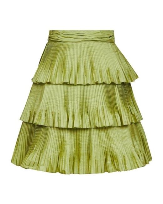 Valentino Green Ruffled Lettuce Hem Mini Skirt