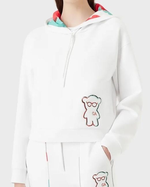 Emporio Armani White Logo-Print Hoodie