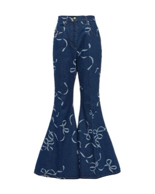Nina Ricci Blue Printed Flared Jeans