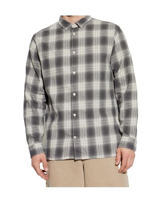 AllSaints Gray Kelby Checked Shirt for men