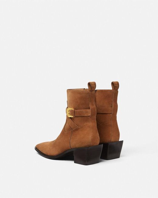 Versace Brown Block Heeled Zipped Ankle Boots for men