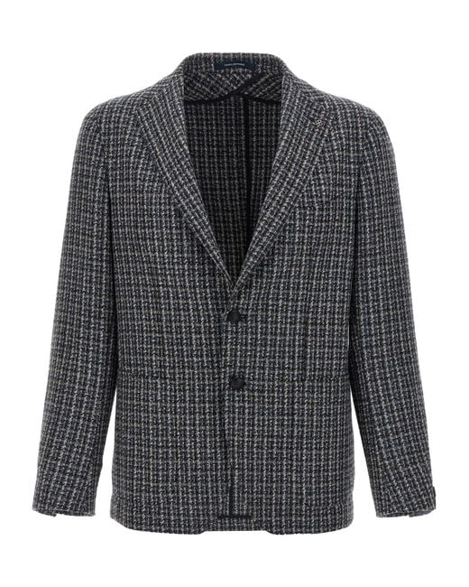 Tagliatore Gray Single-Breasted Tweed Blazer for men