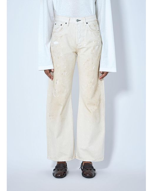Acne White Distressed Logo Patch Jeans