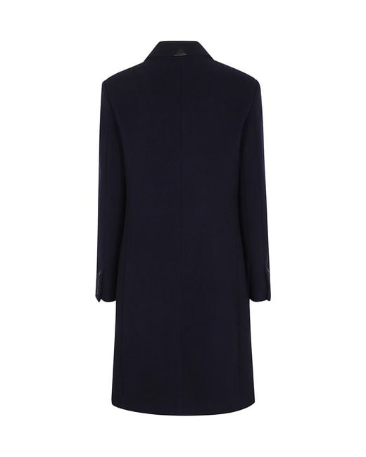 Pinko Blue Single-Breasted Straight Hem Coat