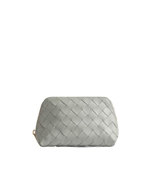 Bottega Veneta Gray Intrecciato Beauty Pouch