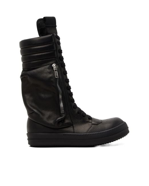 Rick Owens Black Lace-Up High-Top Casual Shoes for men