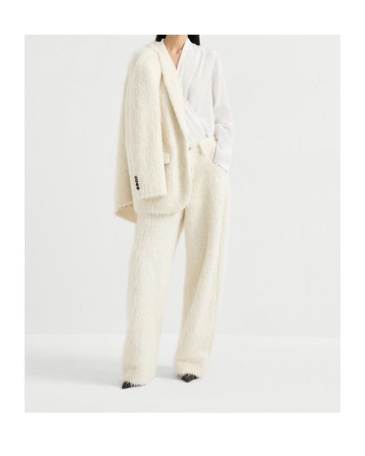 Brunello Cucinelli White Faux-Fur Blazer
