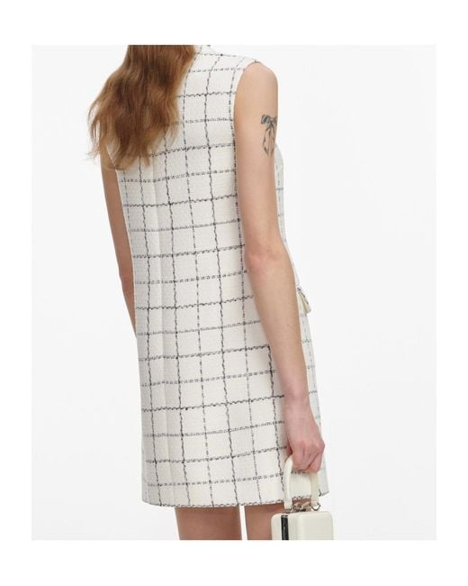 Self-Portrait White Checked Sleeveless Mini Dress
