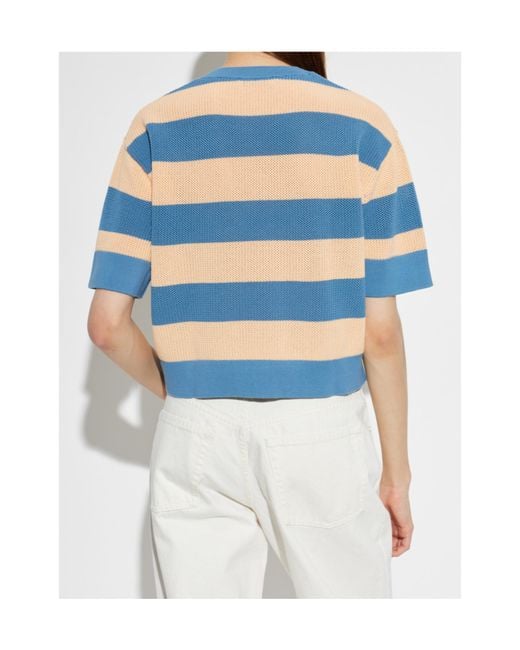 Lacoste Blue Striped Round-Neck Knitted T-Shirt