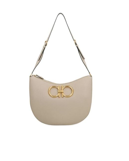 Ferragamo White Ferragamo Maxi G Shoulder Bag