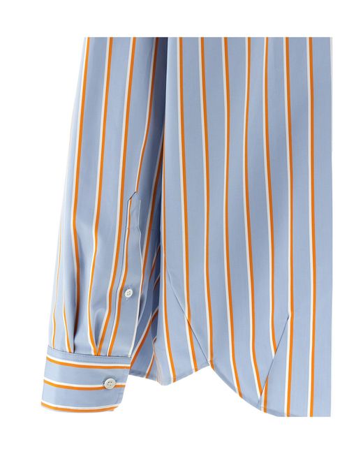 Dries Van Noten Blue Casia Oversized Striped Shirt