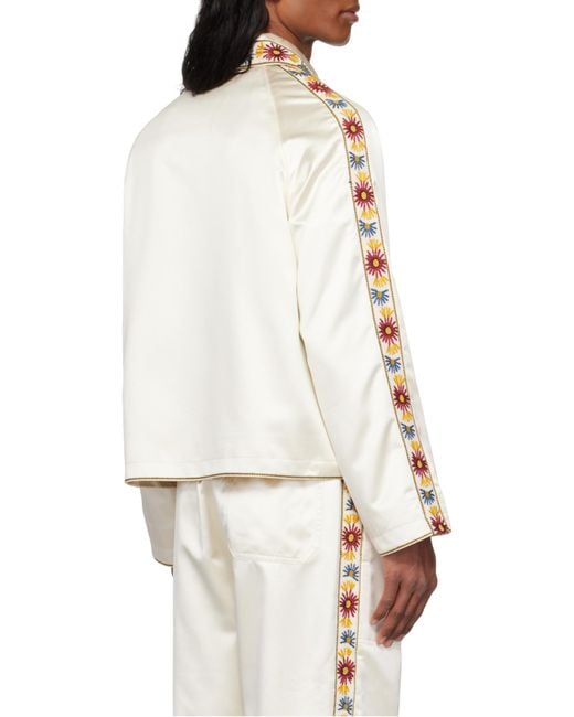 Bode Natural Candyfloss Embroidered Satin Jacket