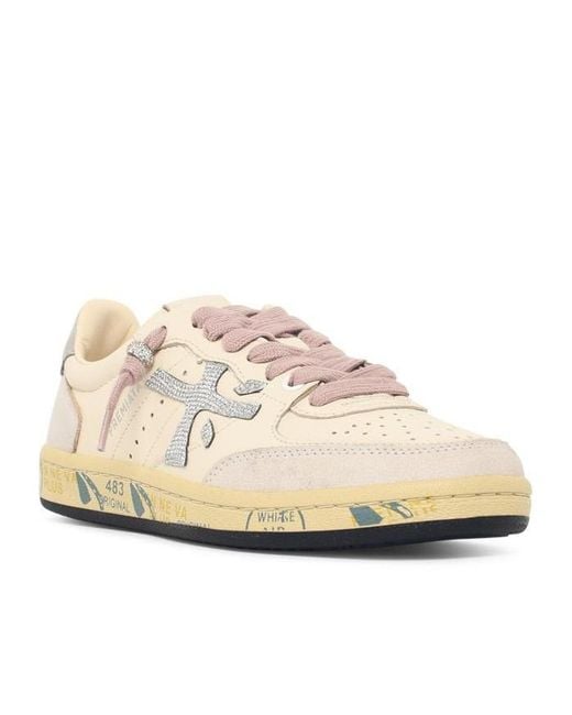 Premiata White 'Bskt Clay' Leather Sneakers