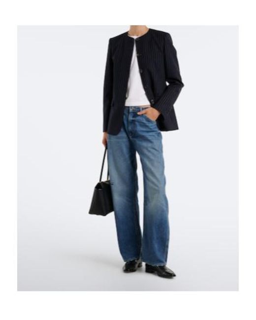 Nili Lotan Blue Tribeca Barrel-Leg Jeans