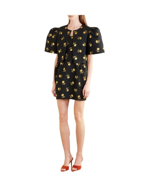 Carolina Herrera Black Cropped Embroidered Jacquard Evening Jacket