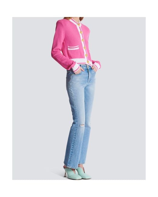 Balmain Pink Signature Button-Detail Cardigan