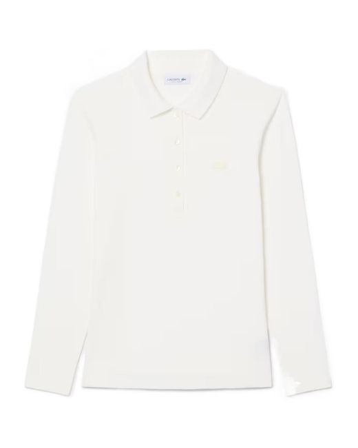 Lacoste White Slim Fit L.12.D Stretch Mini Piqué Polo