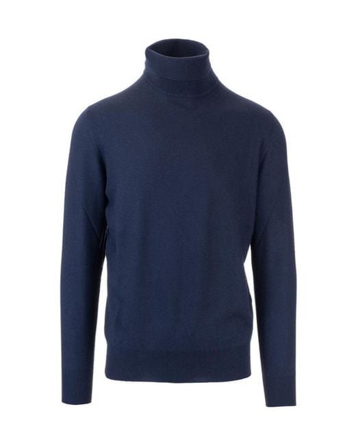 Loro Piana Blue Turtleneck Knitted Jumper for men