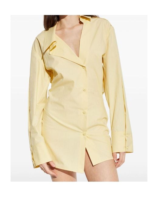 The Attico Metallic The Asymmetric Mini Shirt Dress