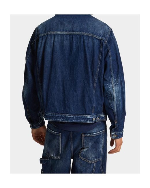 DSquared² Blue Semplice Carpenter Distressed Jean Jacket for men
