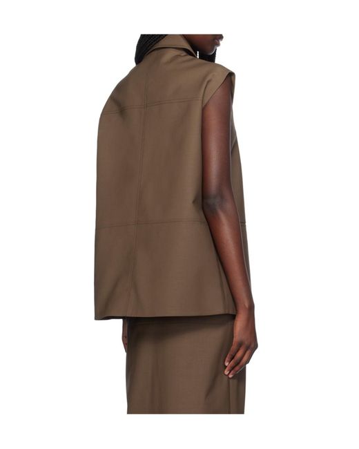 AYA MUSE Brown Elastical Plain Weave Jacket