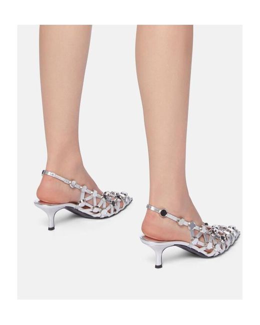 The Attico White The Grid Slingback Pumps