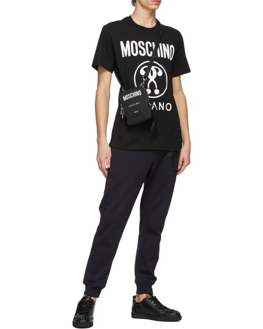 Moschino Black Pattern Printed T-Shirt for men