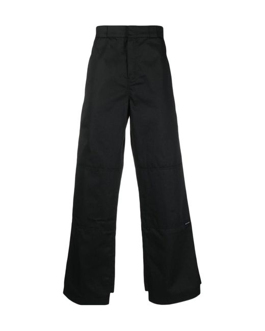 Palm Angels Black Logo Detailed Straight-Leg Trousers for men