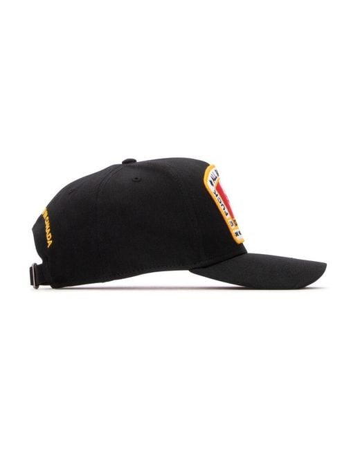 DSquared² Red Flag Patch Distressed Baseball Cap for men