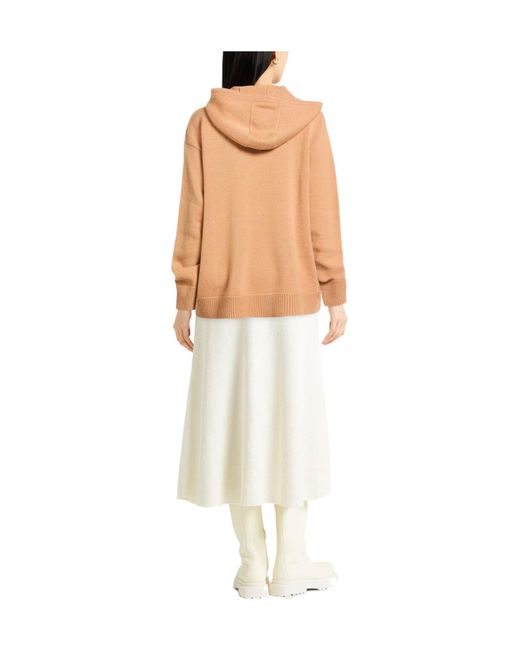 Max Mara Natural Solid Color Knit Hoodie