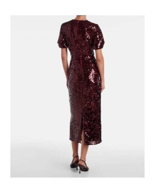 Erdem Red Sequined Midi Dress