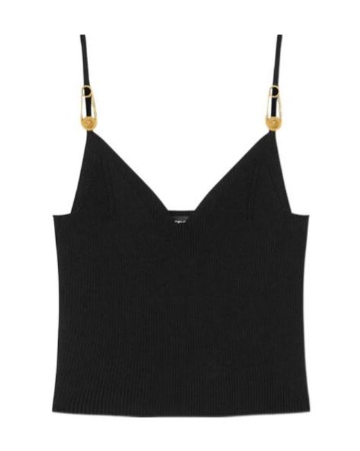 Versace Black Safety-Pin Detailed Knitted Top