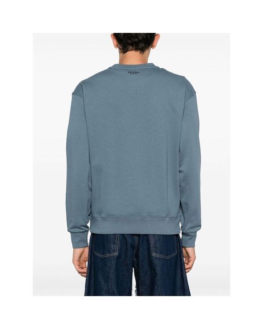 KENZO Blue Lucky Tiger Embroidered Crewneck Sweatshirt for men