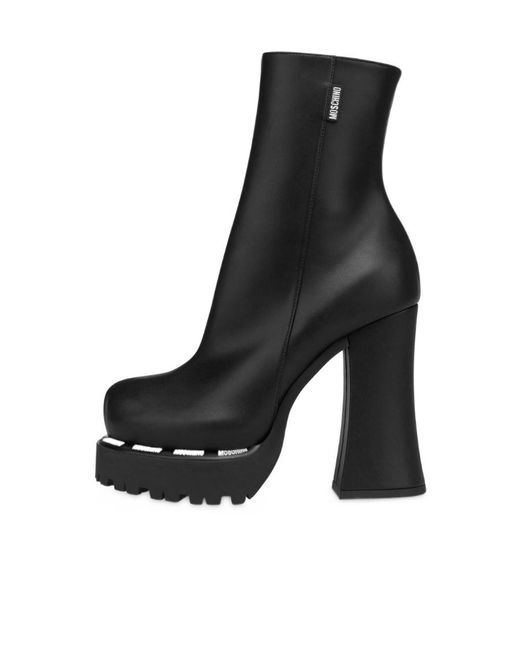 Moschino Black 160Mm Platform Leather Boots
